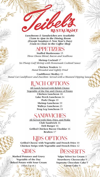 Teibel’s Holiday Menu for 2025