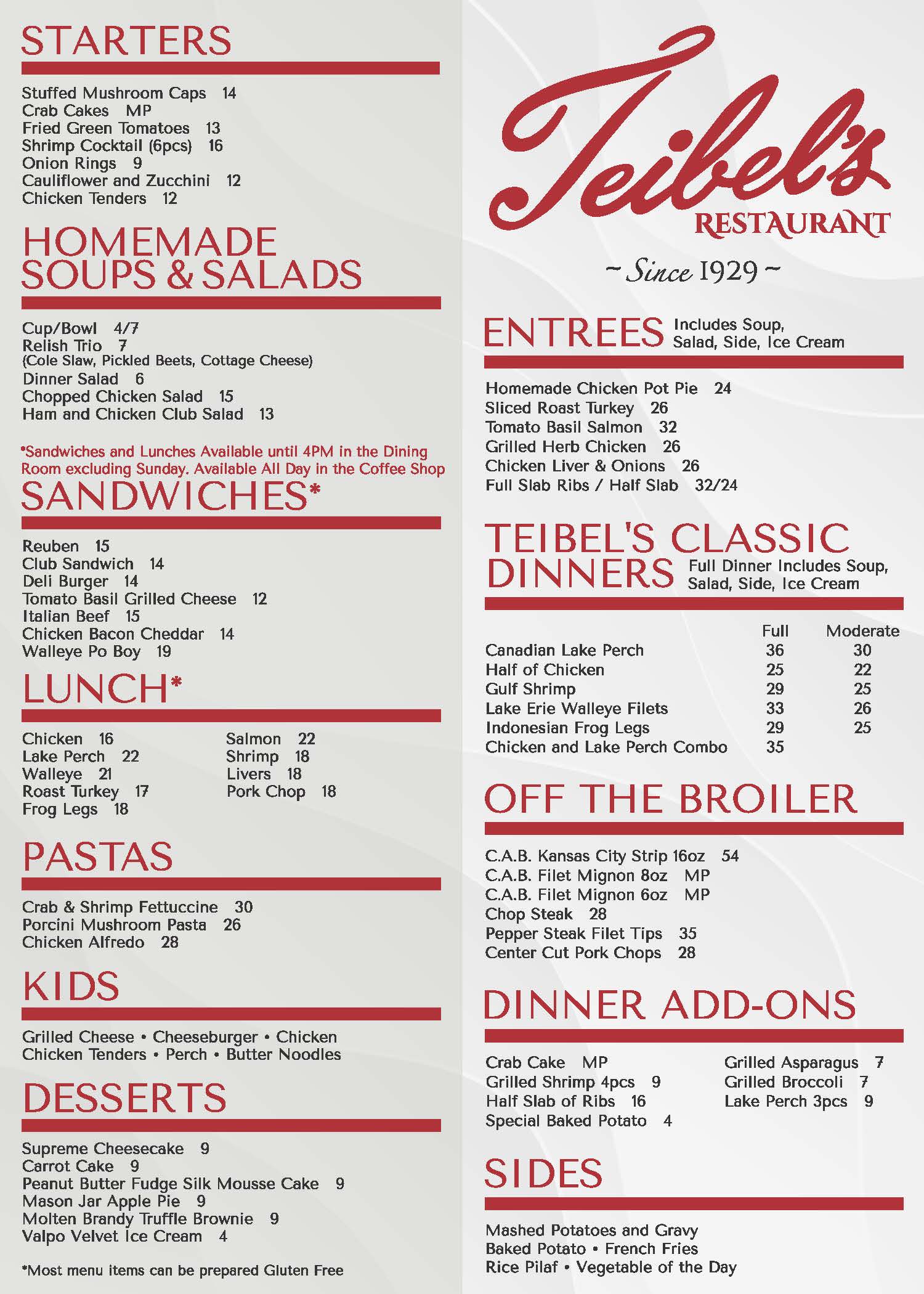 Teibel’s is the best restaurant in Schererville for Carry Out